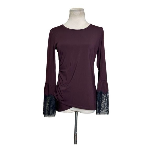 KOBI Aubergine/Black Miley Long Sleeve Blouse size Small - Picture 10 of 15